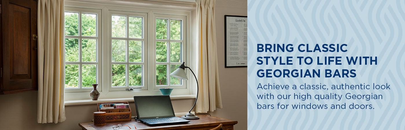 White uPVC windows with Georgian bars, showcasing a light and airy interior in a traditional home