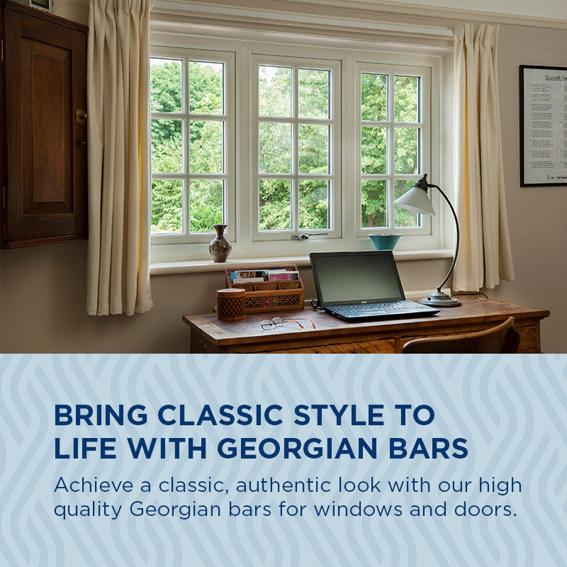 White uPVC windows with Georgian bars, showcasing a light and airy interior in a traditional home